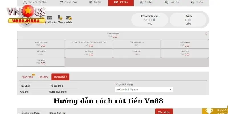 Rút tiền VN88 1 Hướng dẫn cách rút tiền Vn88