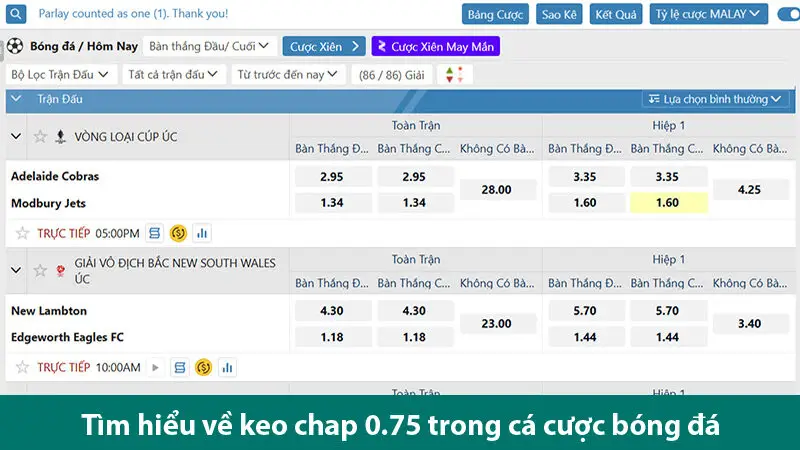 Kinh nghiệm vào kèo chấp 0.75 chuẩn như chuyên gia cho bet thủ tham khảo 1 Kinh nghiệm vào kèo chấp 0.75 chuẩn như chuyên gia cho bet thủ tham khảo